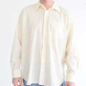 Givenchy Monsieur Yellow Cotton Blend Button Down  Dress Shirt Size 16 1/2 34/35